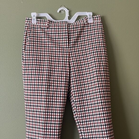 Theory Treeca Rye Portland Plaid Checkered Flat Front Ankle Trouser Pants Sz 6 - Picture 3 of 8
